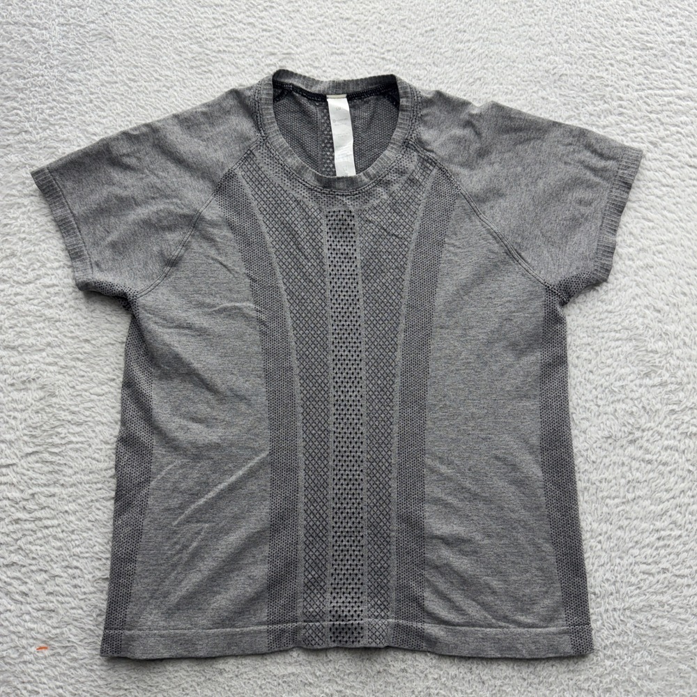 Avocado Womens Seamless Short Sleeve Athletic Top Heather Grey Size S/M USA Made